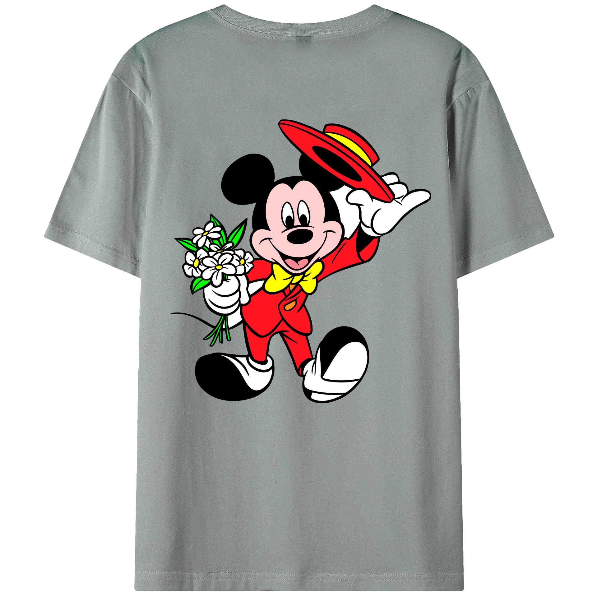 ミッキーマウス Mickey Mouse 綿100％ メンズ半袖Tシャツ（バックプリント） 通気性